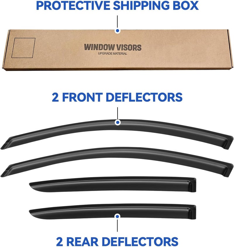 YQAUTEC Window Visors Rain Guards Shield for 2012-2019 Nissan Versa Sedan, Out-Channel Window Vent Wind Deflectors Visors Shades for 12-19 Nissan Versa - Image 5